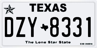 TX license plate DZY8331