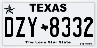 TX license plate DZY8332