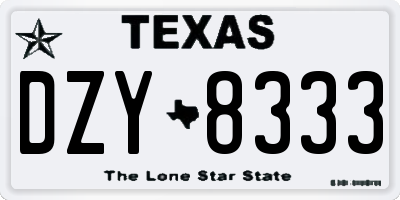 TX license plate DZY8333