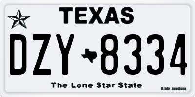 TX license plate DZY8334