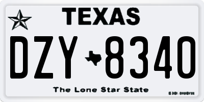 TX license plate DZY8340