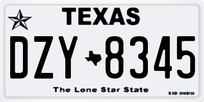 TX license plate DZY8345