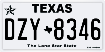 TX license plate DZY8346