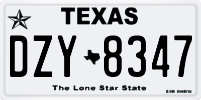 TX license plate DZY8347