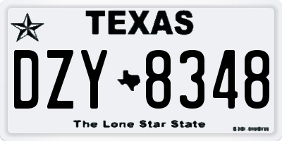 TX license plate DZY8348