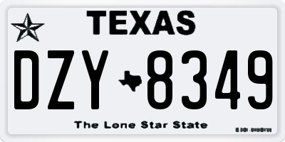 TX license plate DZY8349