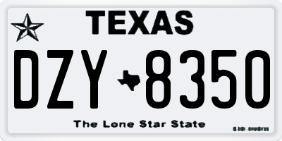 TX license plate DZY8350