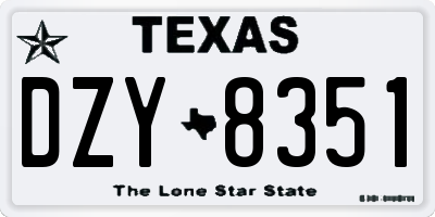 TX license plate DZY8351