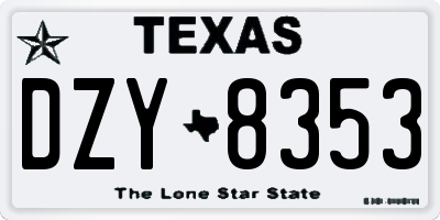 TX license plate DZY8353