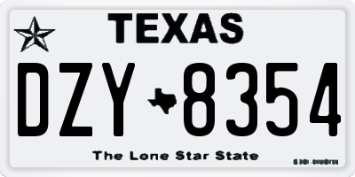 TX license plate DZY8354