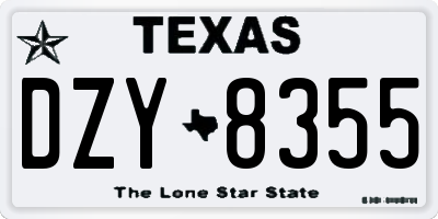 TX license plate DZY8355