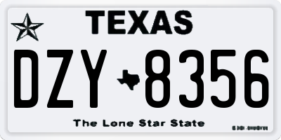 TX license plate DZY8356