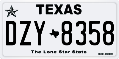 TX license plate DZY8358