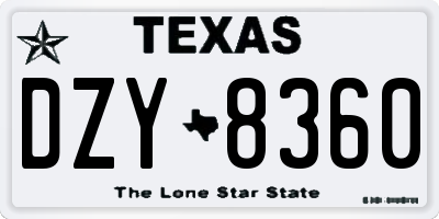 TX license plate DZY8360