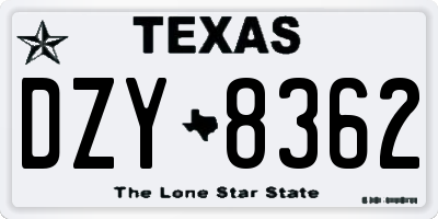 TX license plate DZY8362