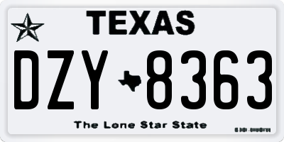 TX license plate DZY8363