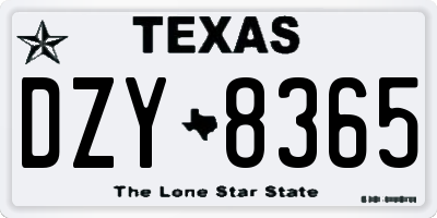 TX license plate DZY8365