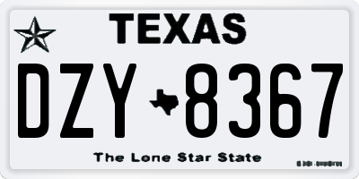 TX license plate DZY8367