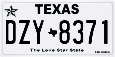 TX license plate DZY8371