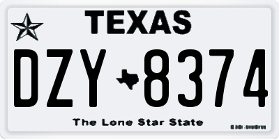 TX license plate DZY8374