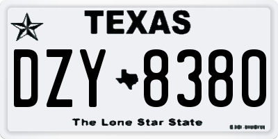 TX license plate DZY8380