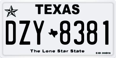 TX license plate DZY8381