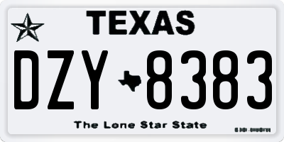 TX license plate DZY8383