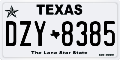 TX license plate DZY8385