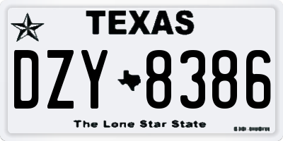 TX license plate DZY8386