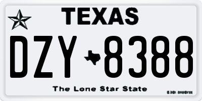 TX license plate DZY8388