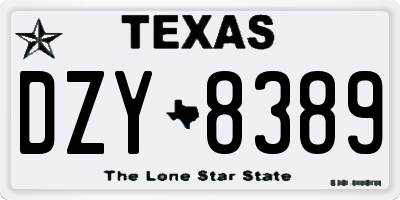 TX license plate DZY8389