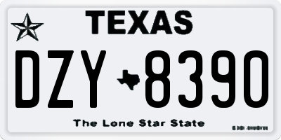 TX license plate DZY8390