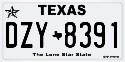 TX license plate DZY8391