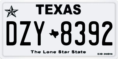 TX license plate DZY8392