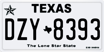 TX license plate DZY8393