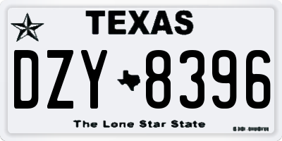 TX license plate DZY8396