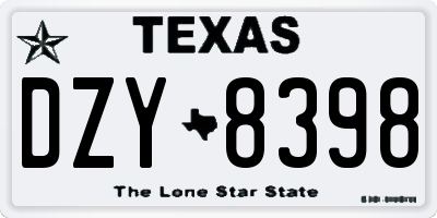 TX license plate DZY8398