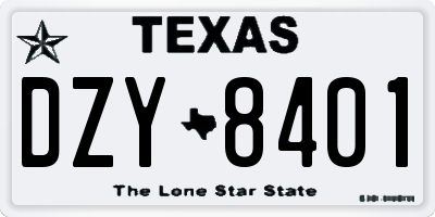 TX license plate DZY8401