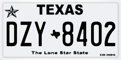 TX license plate DZY8402