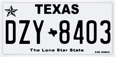 TX license plate DZY8403