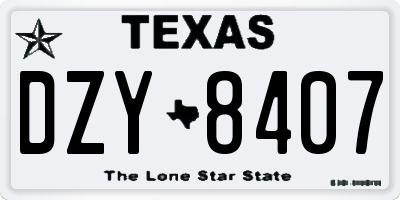 TX license plate DZY8407