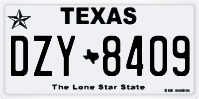 TX license plate DZY8409