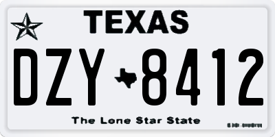 TX license plate DZY8412