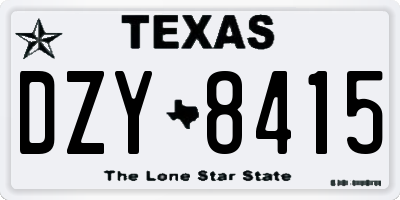 TX license plate DZY8415