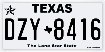 TX license plate DZY8416