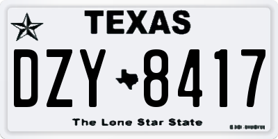 TX license plate DZY8417