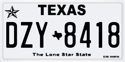 TX license plate DZY8418