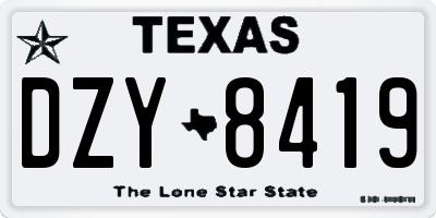 TX license plate DZY8419