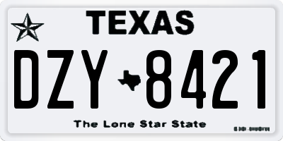 TX license plate DZY8421