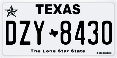 TX license plate DZY8430